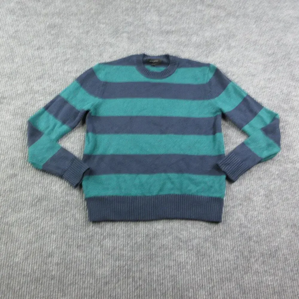 Banana Republic Sweater Mens S Blue Green Striped Crew Neck Pullover Lightweight